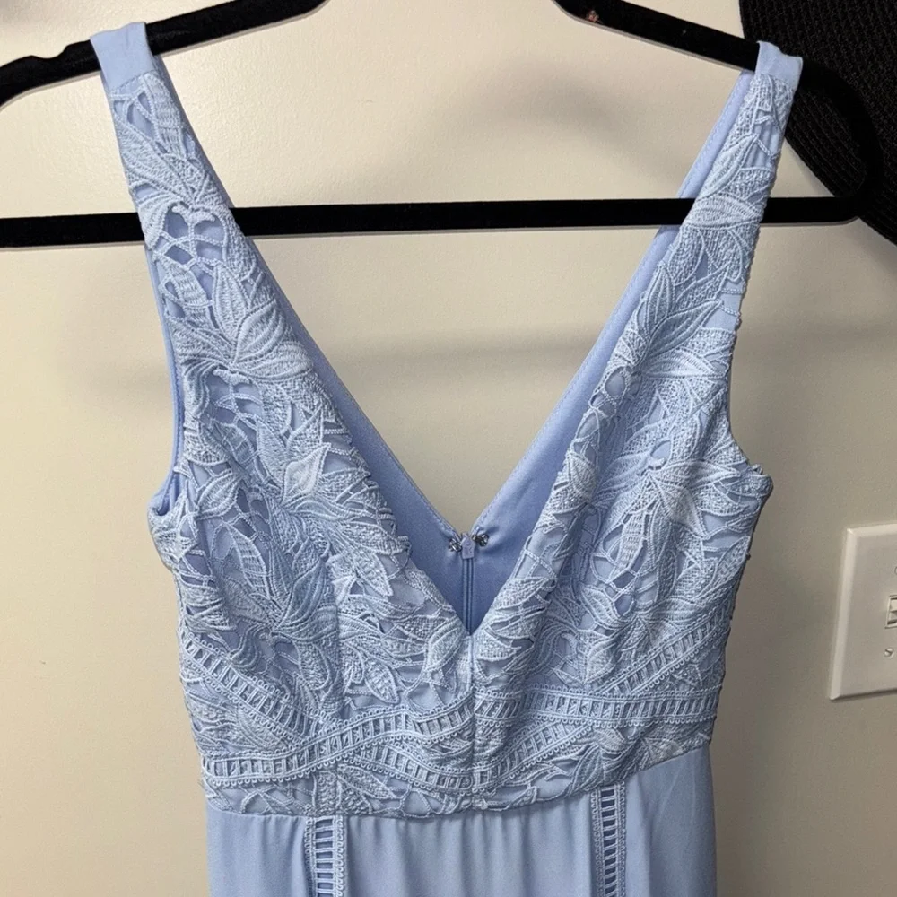 NWT ASOS Blue Ruched V-Neck Midi Dress for Prom - Picture 4 of 12